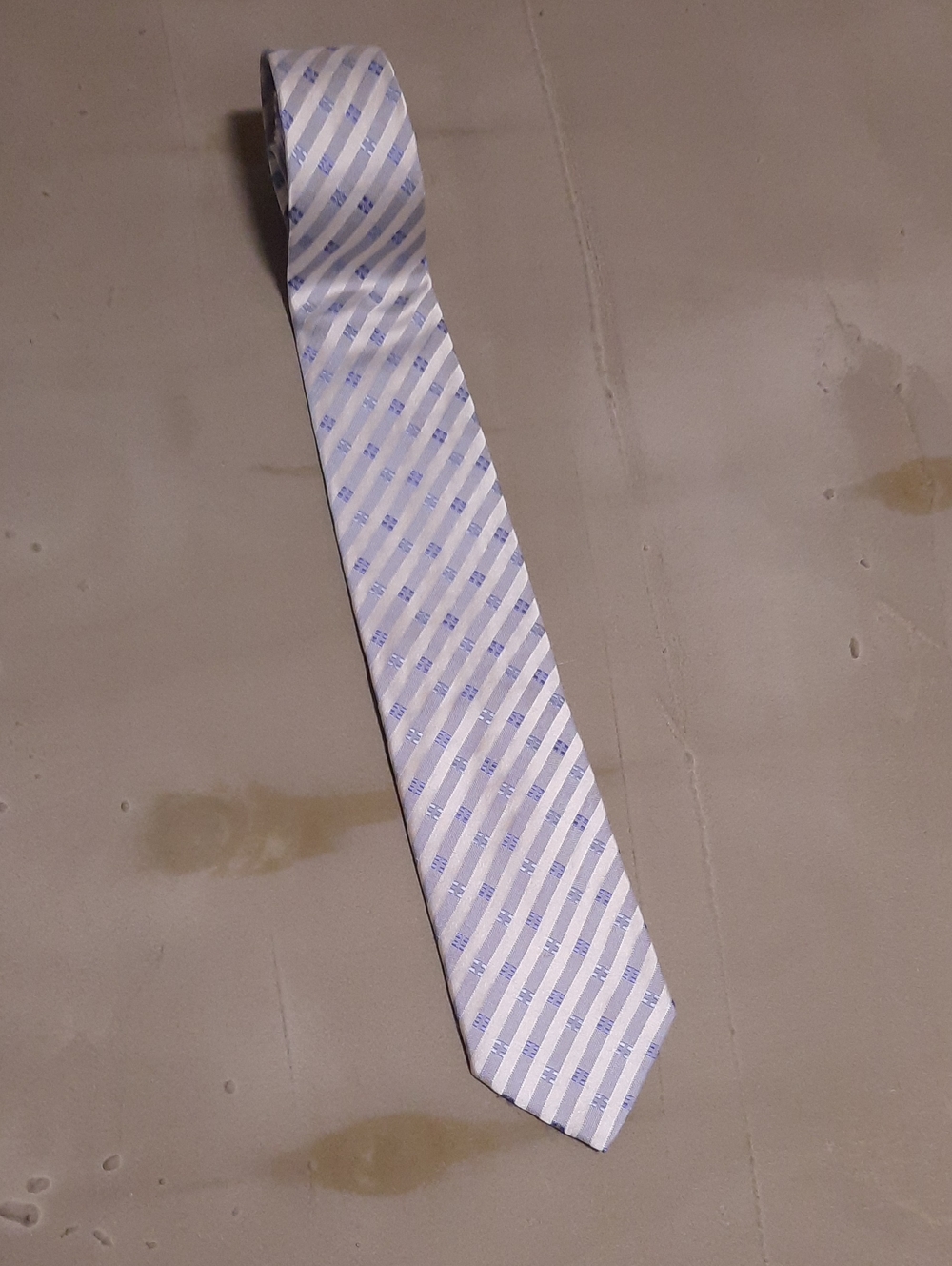 Giorgio Armani Light Blue and White Diagonal Striped Tie